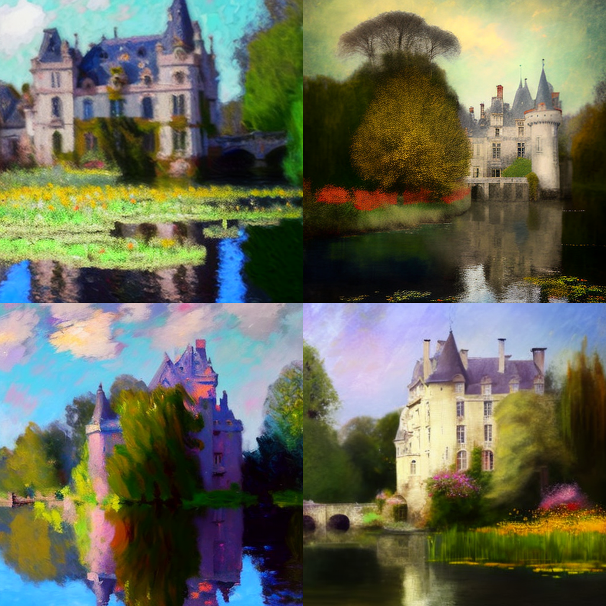 Castle in the style of Claude Monet --seed 9875